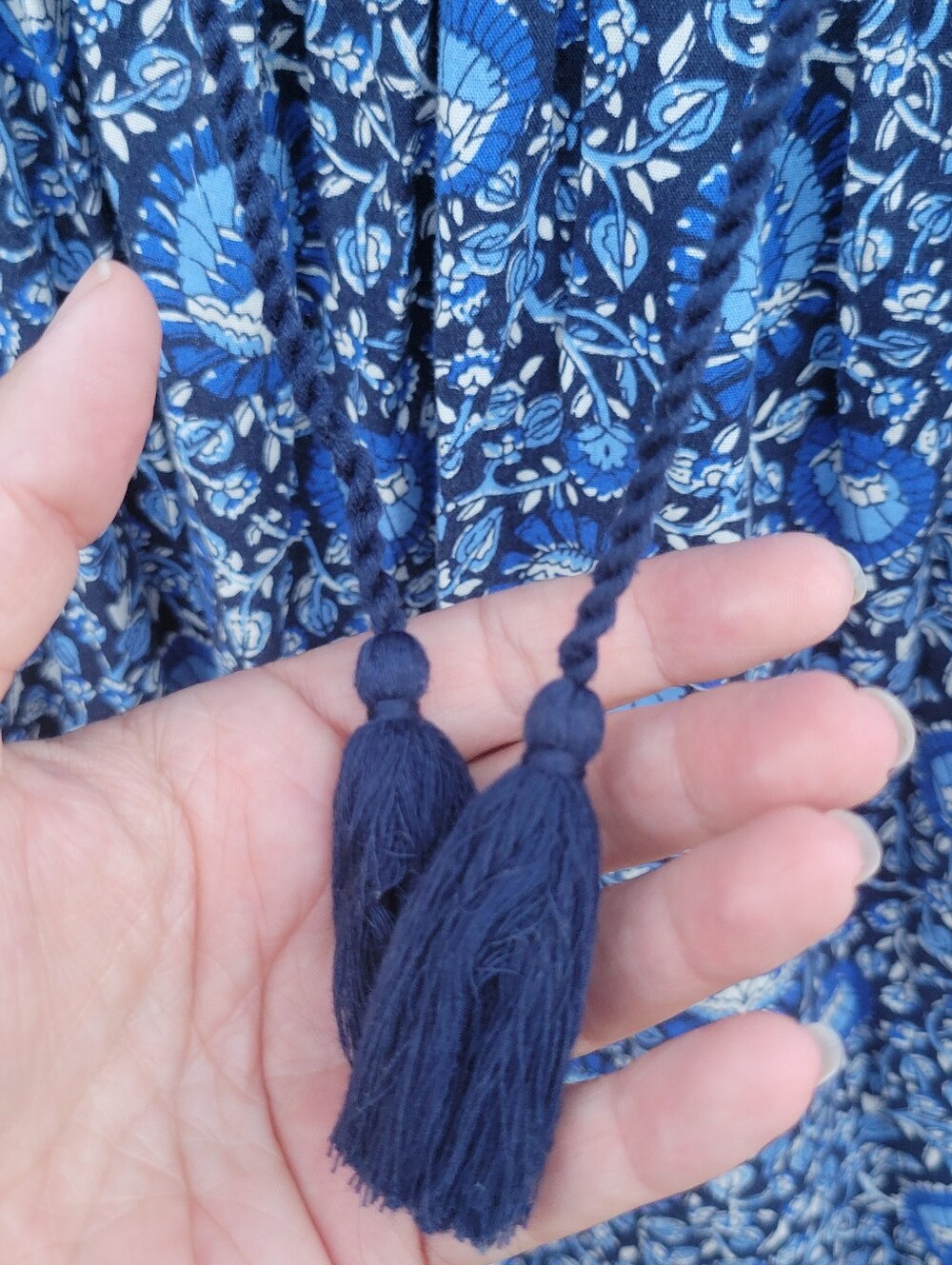 Old Navy Blue Floral Peasant Babydoll Mini Dress Size Sm Boho Cotton Puff Sleeve - Picture 10 of 16